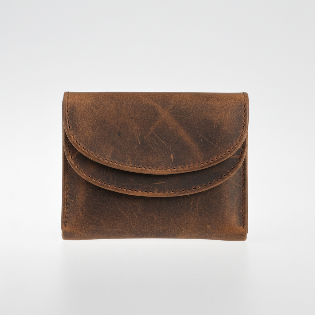 Schwarzes Portemonnaie in braunem Vintage-Leder